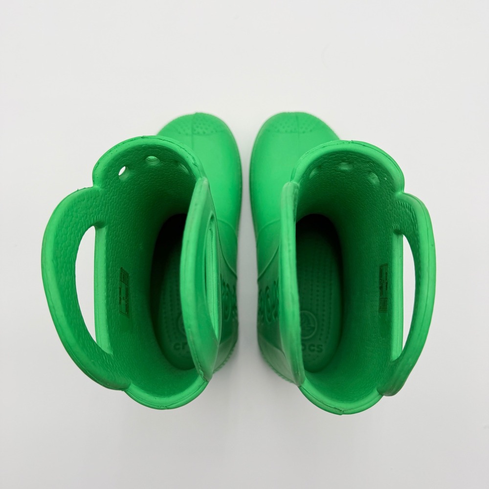 Crocs Rain Boot Handle It Kids J1 Green Waterproof Lightweight Outdoors School - Picture 6 of 9